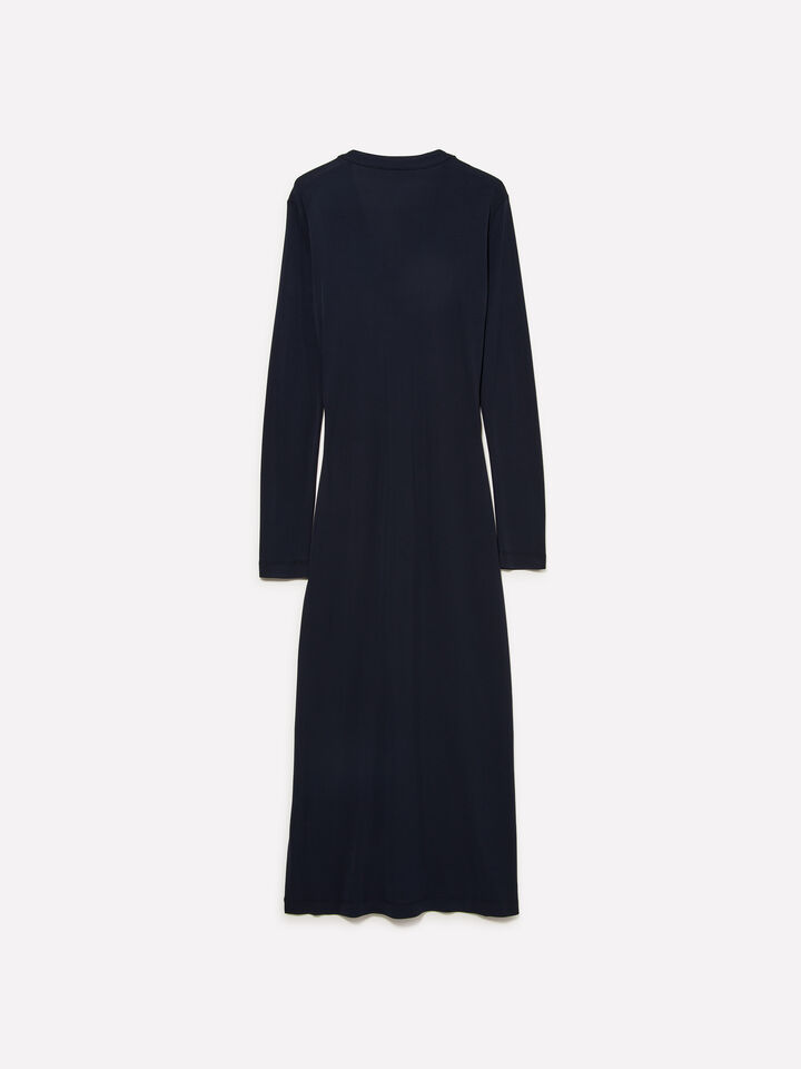 Dark blue dress with slit - women's long dresses - Dark Blue | Sisley image number 6