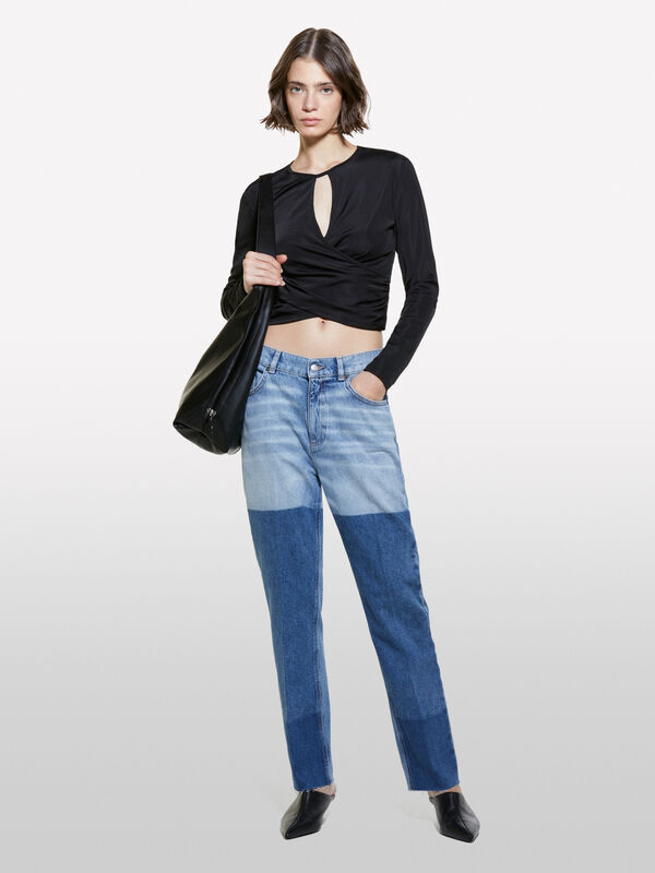 Blue patchwork effect jeans - women's regular fit jeans | Sisley