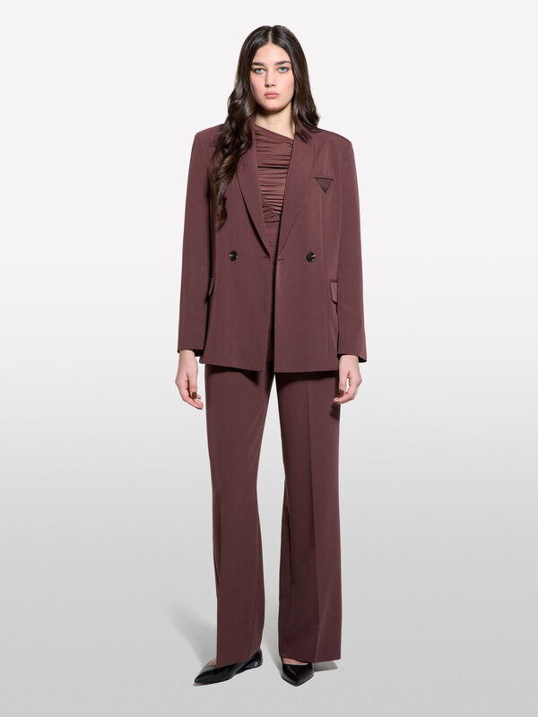 Brown double-breasted blazer - women's blazers | Sisley