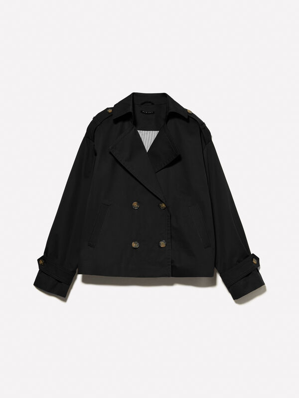 Black short trench coat - women's trench coats & rain coats | Sisley