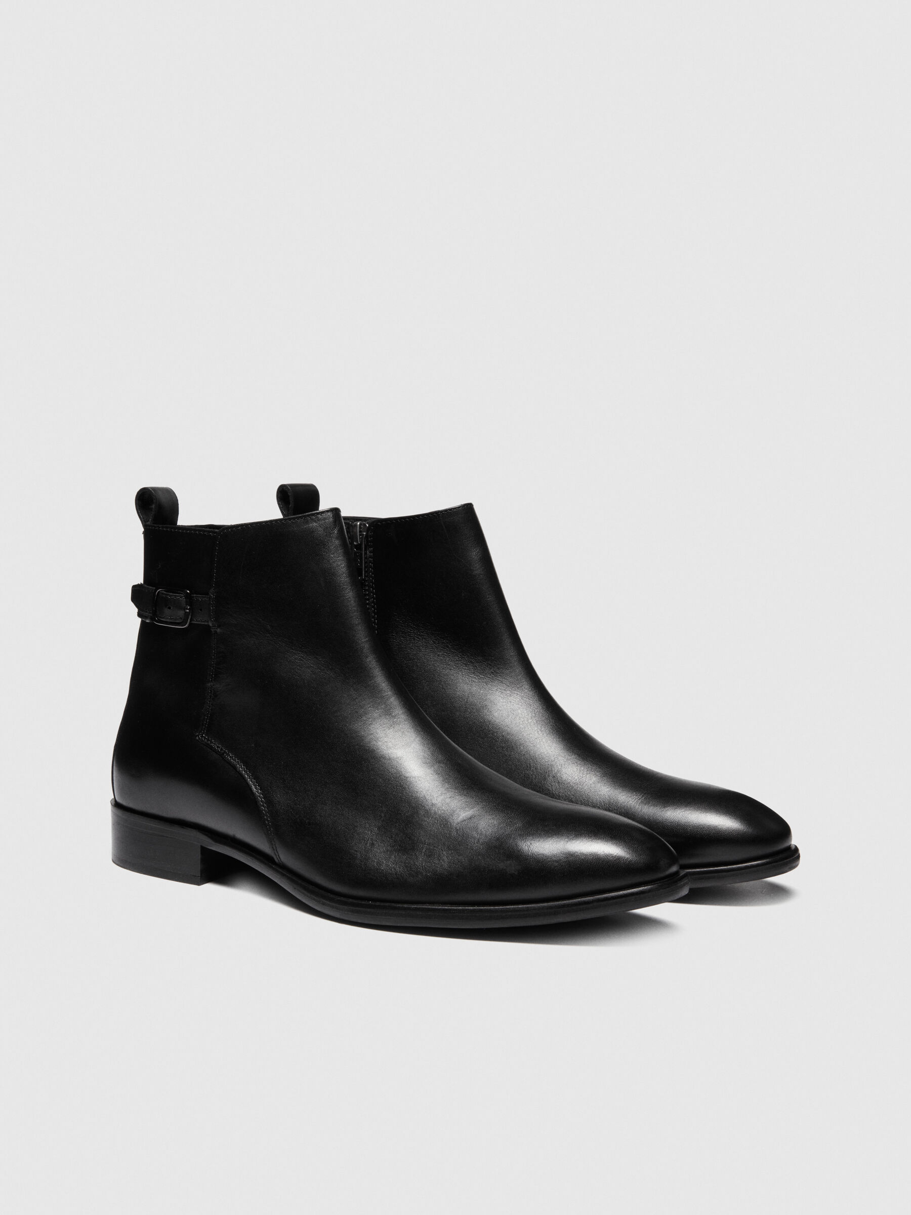 Black leather ankle boots mens online