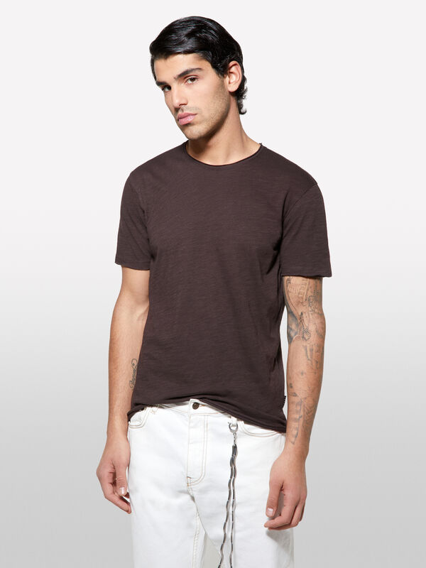 Brown slim fit short sleeve t-shirt - men's short sleeve t-shirts | Sisley