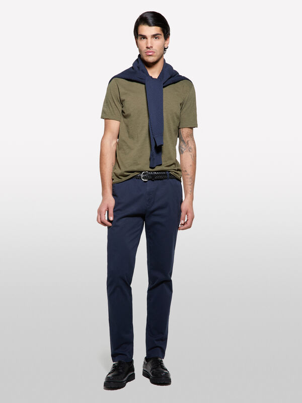 Dark blue slim fit chinos - men's slim fit trousers | Sisley