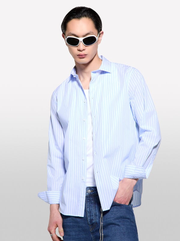 Light blue yarn dyed shirt - men's regular fit shirts | Sisley