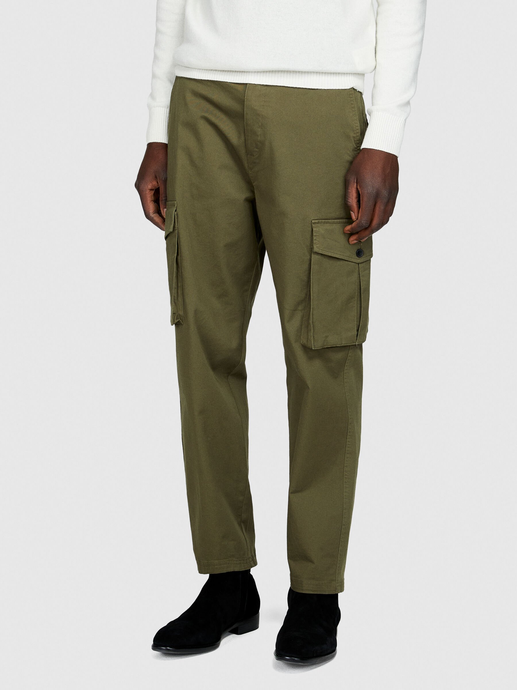 Tapered fit cargo trousers, Military Green - Sisley