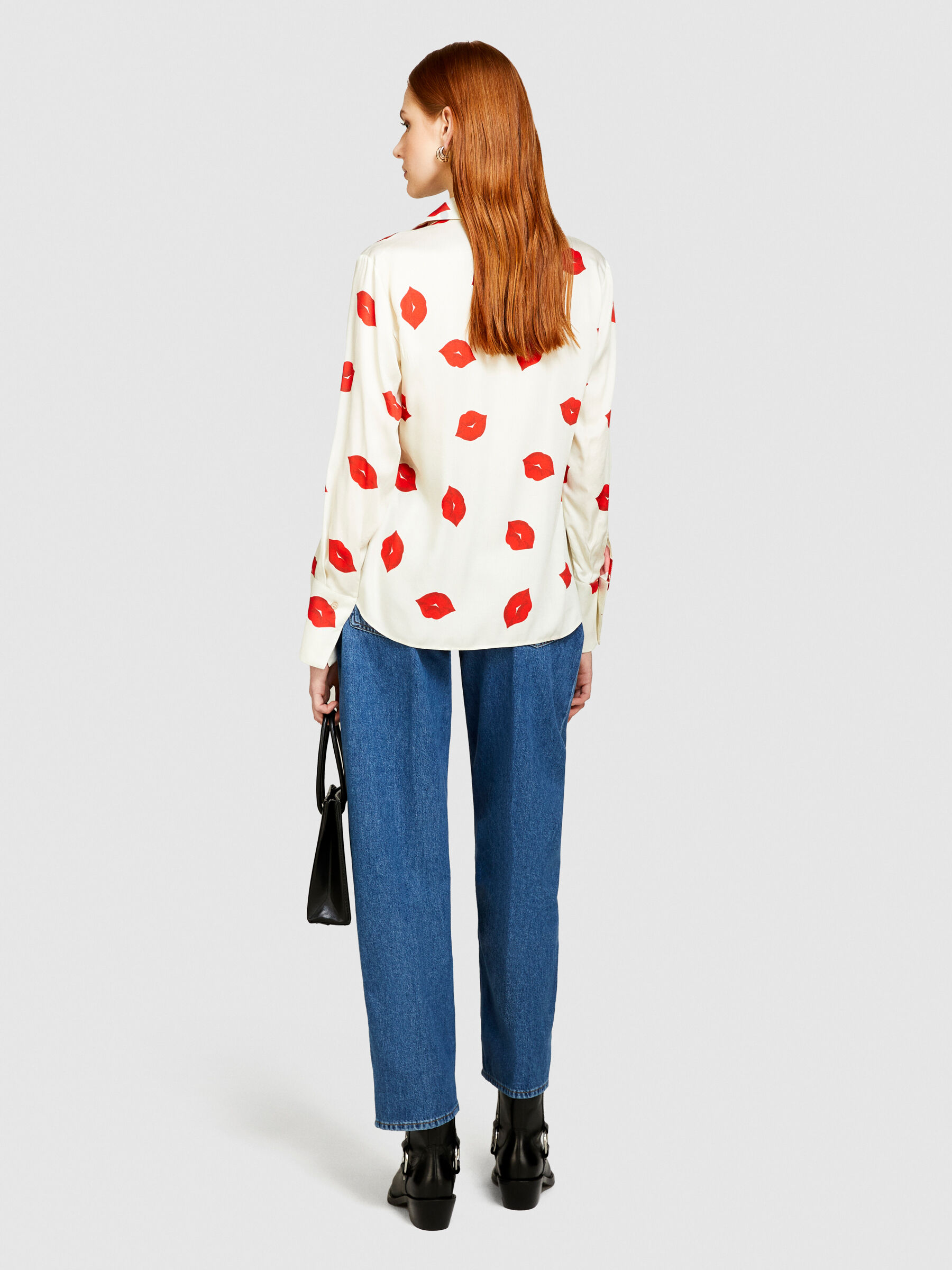 Printed satin shirt Women image number null