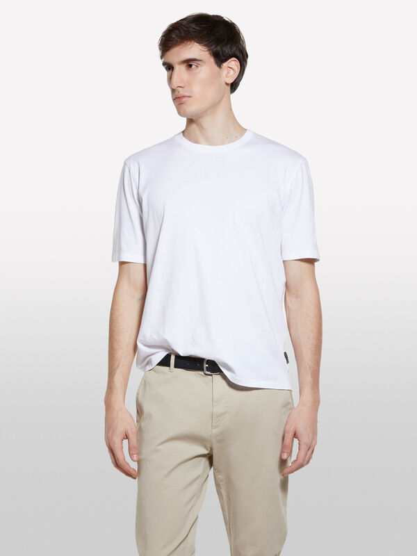 White regular fit short sleeve t-shirt - men's short sleeve t-shirts | Sisley