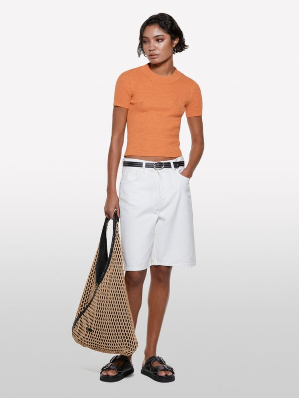 Orange top with porthole on the back Orange top with porthole on the back - women's short sleeve t-shirts | Sisley