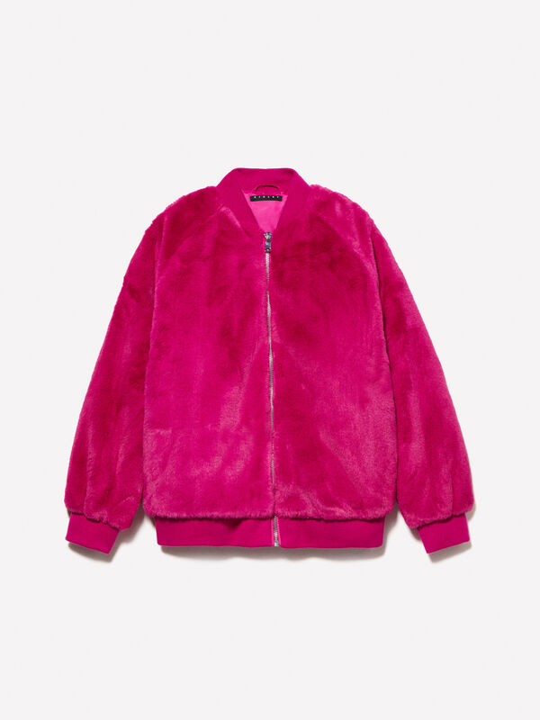 Teddy bomber jacket with patch - girls' outerwear | Sisley Young