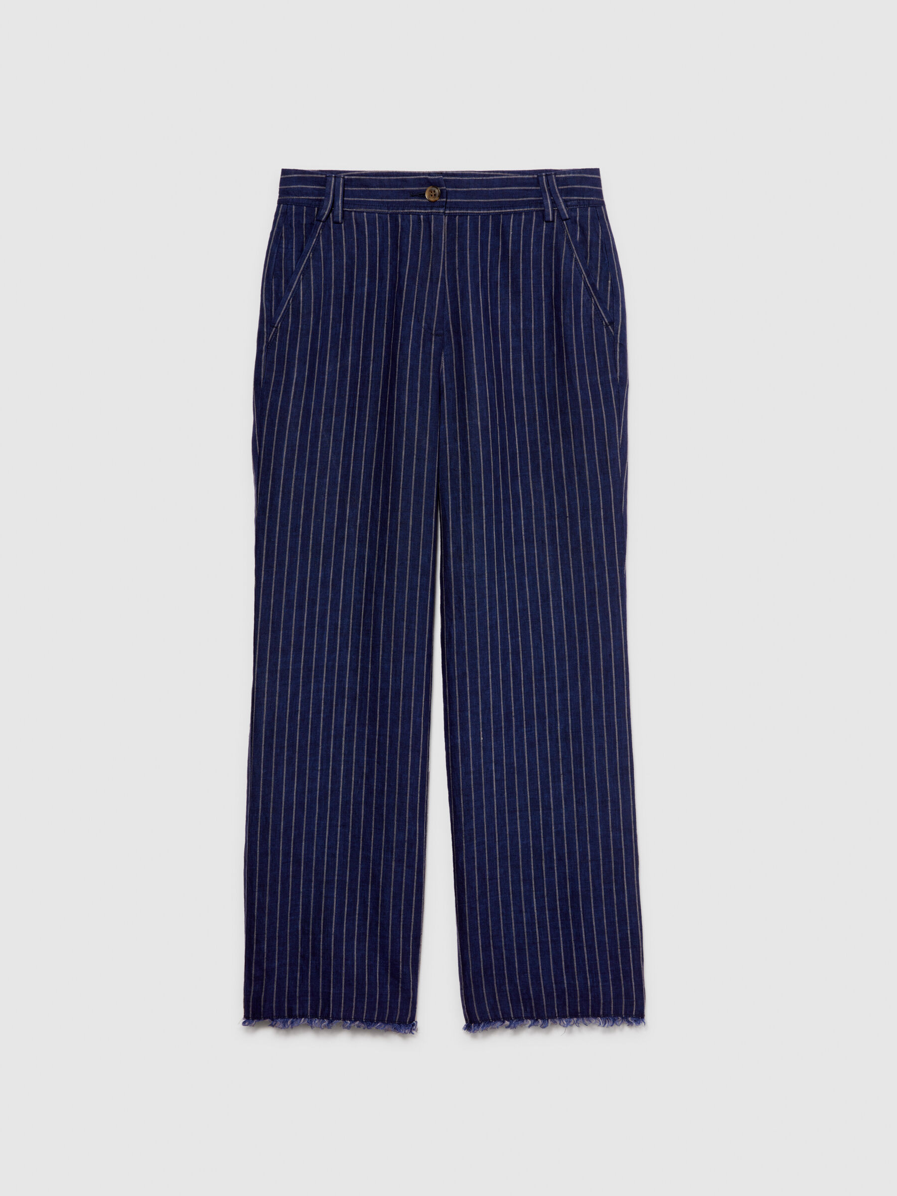 Pinstripe trousers in 100% linen Women image number null