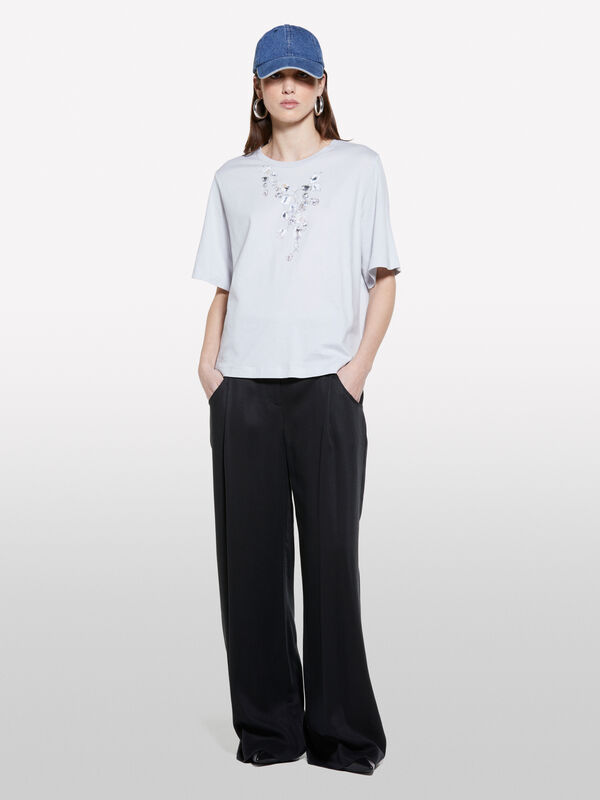 Gray t-shirt with jewel print - women's short sleeve t-shirts | Sisley