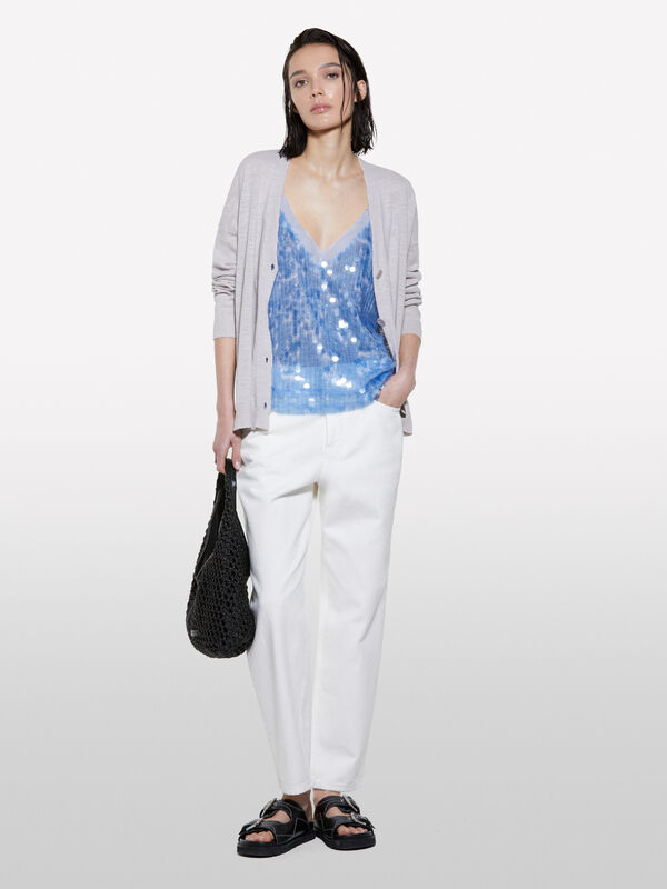 Gray knit cardigan - women's cardigans | Sisley