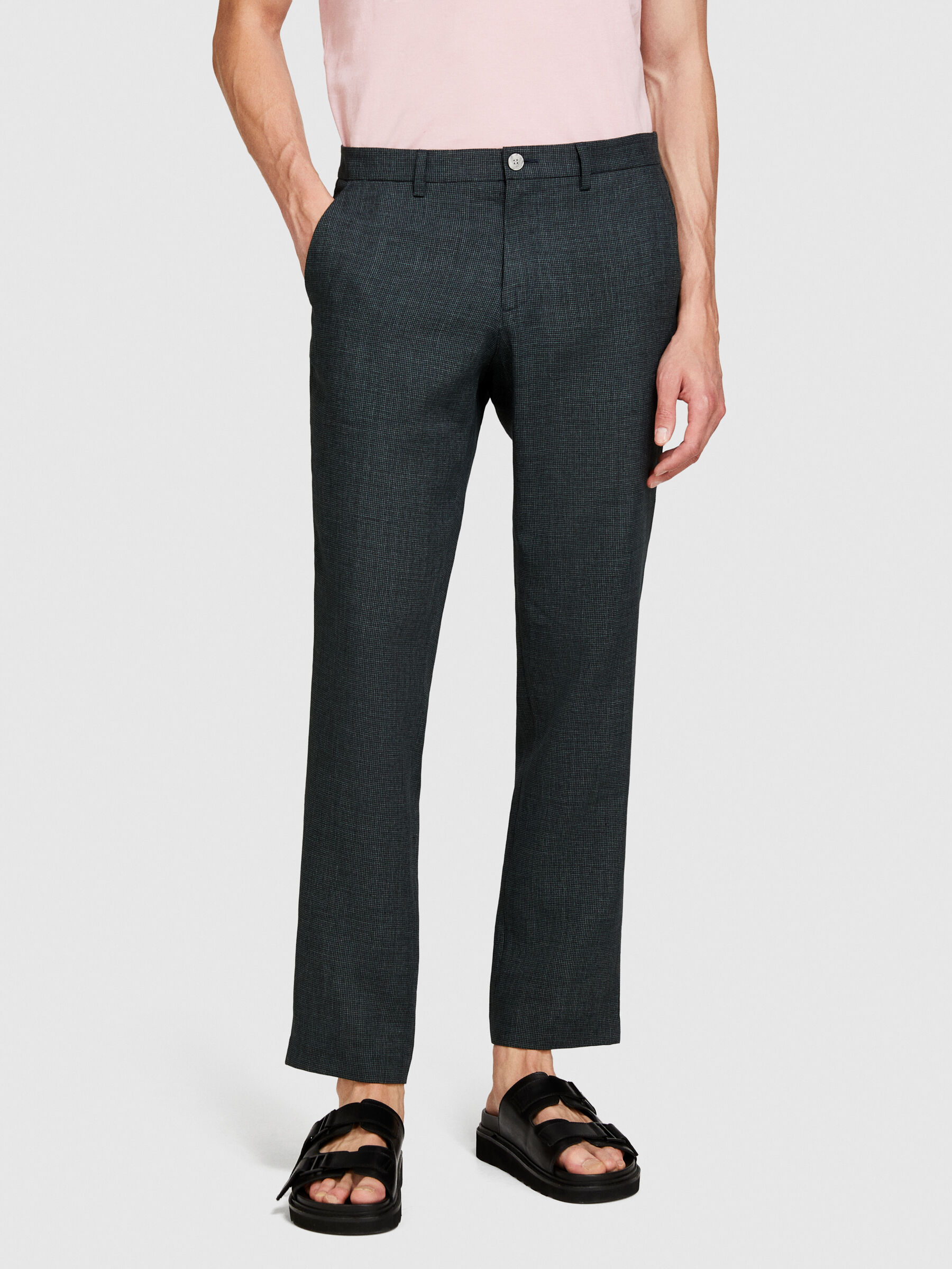 Pants in linen blend, Dark Gray - Sisley