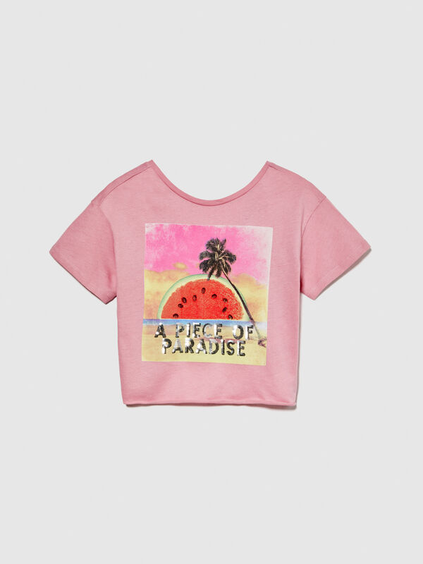 T-shirt with bare back - girls' short sleeve t-shirts | Sisley Young