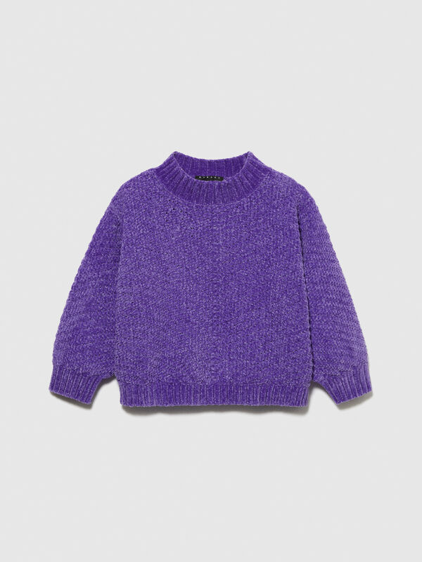 Cropped chenille sweater