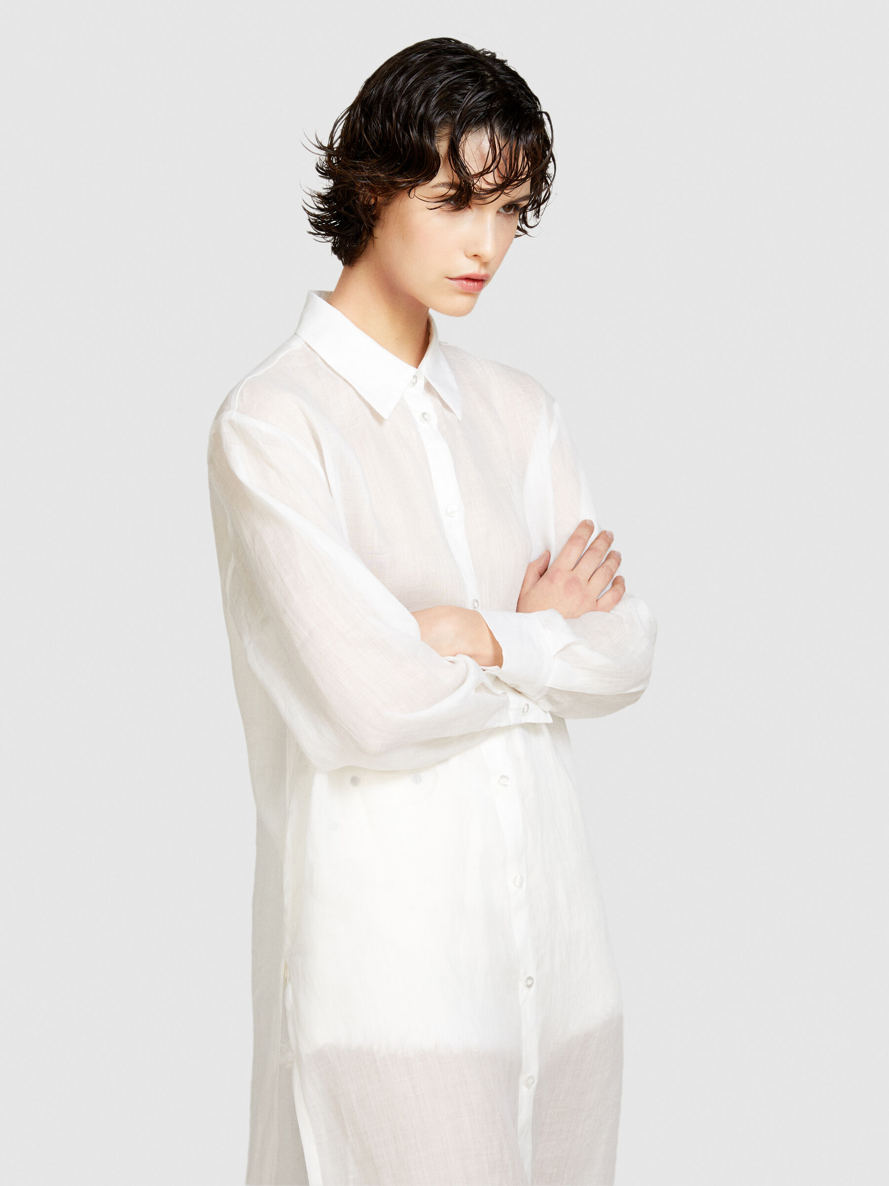 Ramie maxi shirt White Sisley