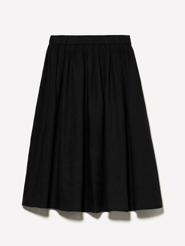 Black midi skirt in 100% linen - women's midi skirts | Sisley