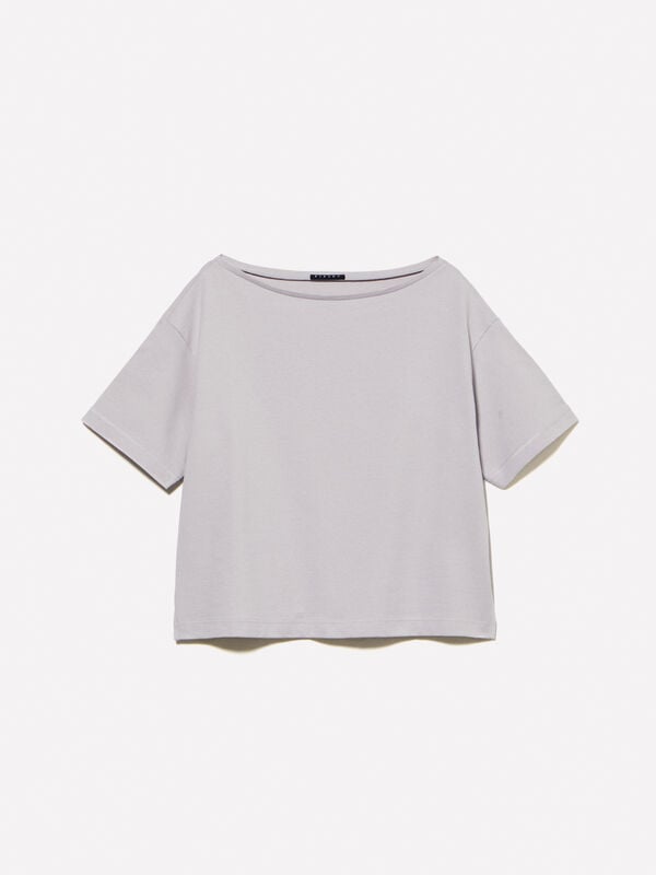 Gray boxy fit cropped t-shirt Gray boxy fit cropped t-shirt - women's short sleeve t-shirts | Sisley