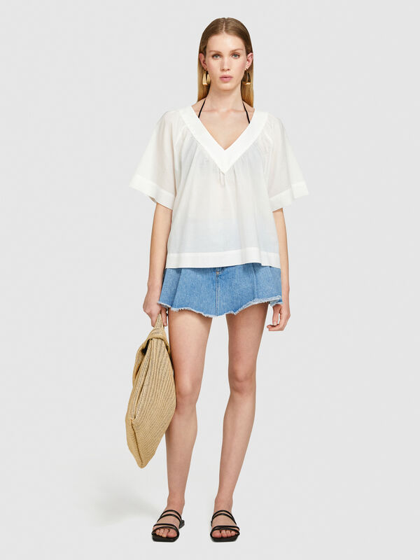 Blouse with V-neck - women's blouses | Sisley