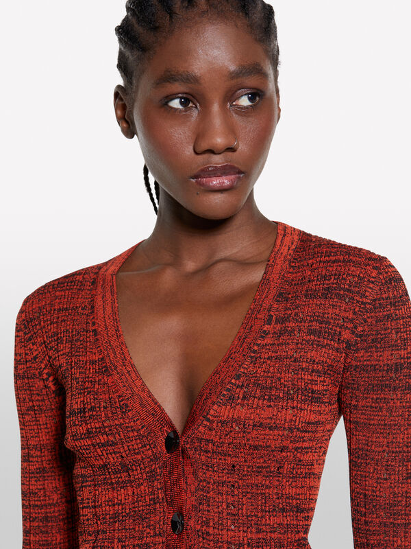 Red knit cardigan - women's cardigans | Sisley