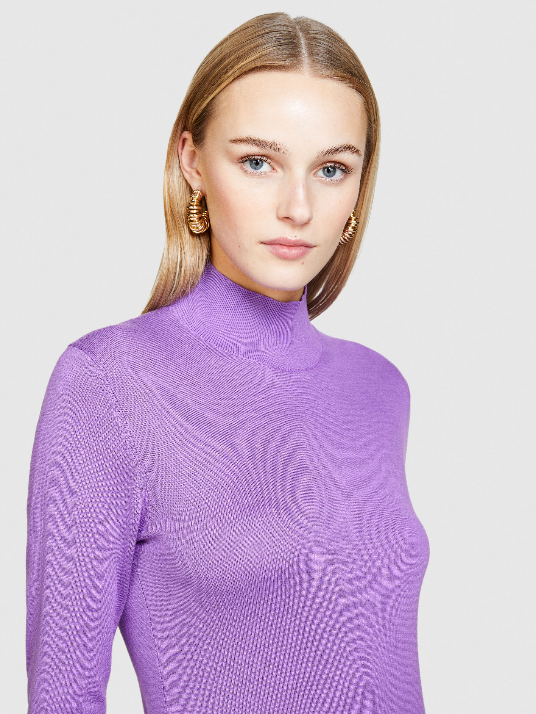 【関税&送料込】Self Portrait Lilac Stretch Viscose Blend Mi Top made of silk blend, Lilac - Sisley