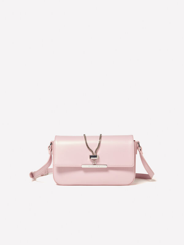Pink shoulder bag with chain - women's shoulder and crossbody bags | Sisley