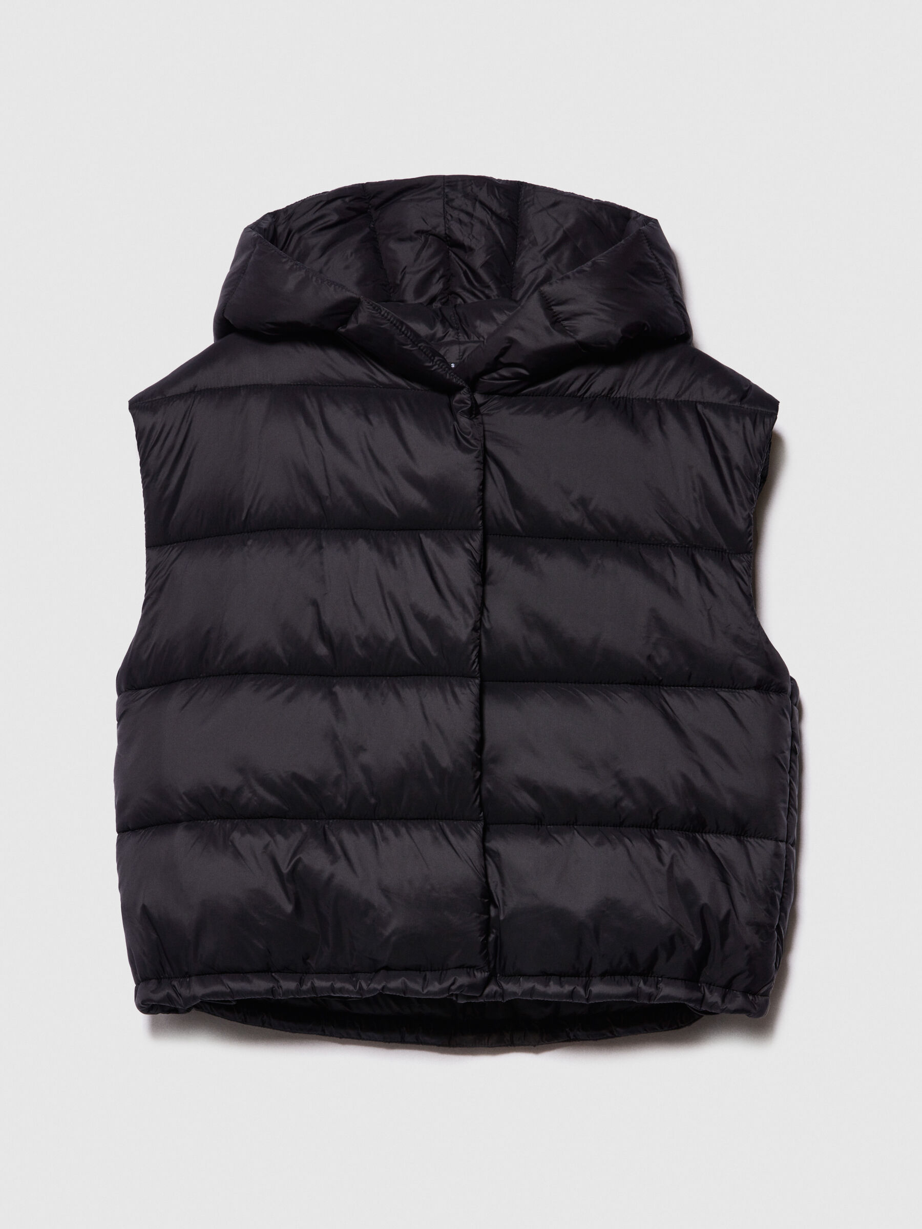 Sleeveless jacket with hood, Black - Sisley