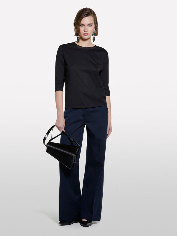 Black t-shirt with tulle inserts Black t-shirt with tulle inserts - women's long sleeve t-shirts | Sisley