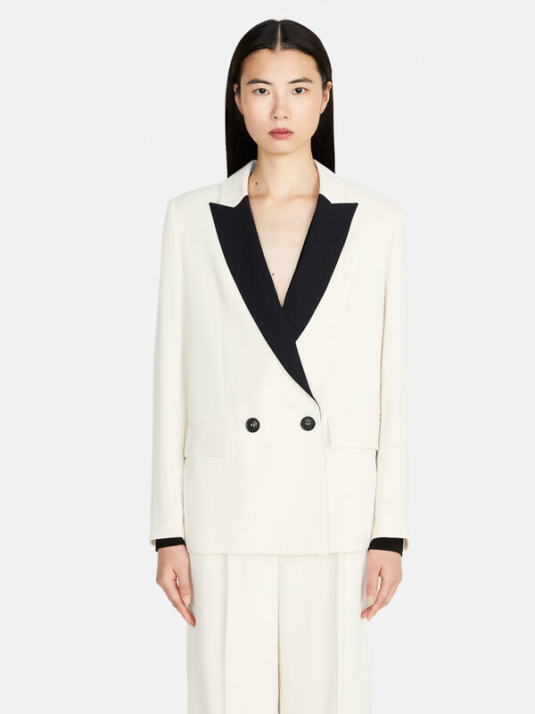 Boy fit jacket with contrasting detail - women's blazers | Sisley