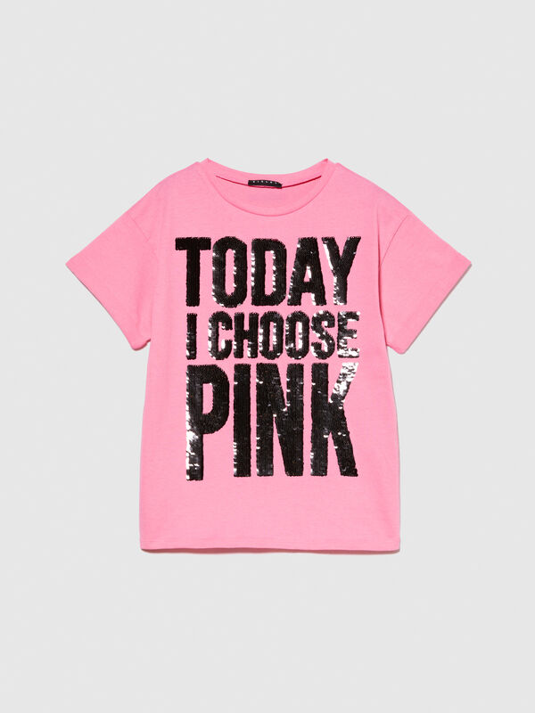 T-shirt with flip-up sequins - girls' short sleeve t-shirts | Sisley Young