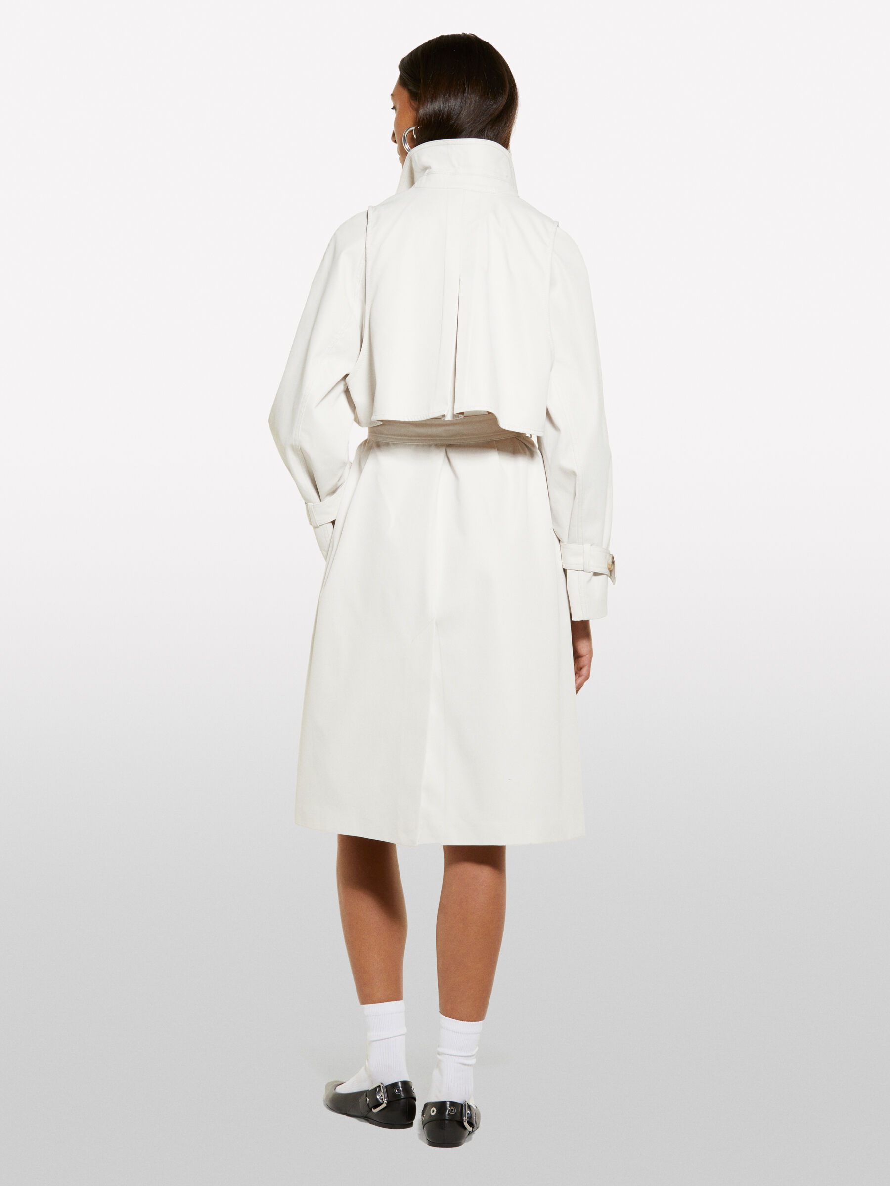 Satin trench coat, Creamy White - Sisley