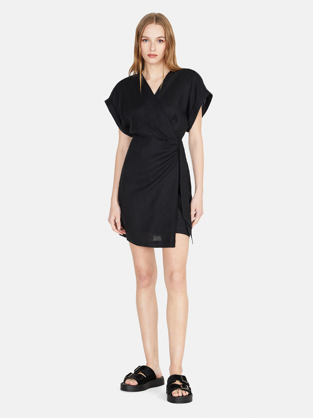 Twisted dress in linen Black Sisley