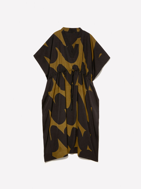 Dark long printed kaftan - women's midi dresses | Sisley