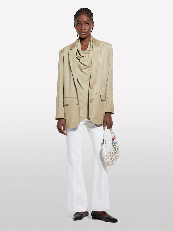 Military green draped top - women's blouses | Sisley