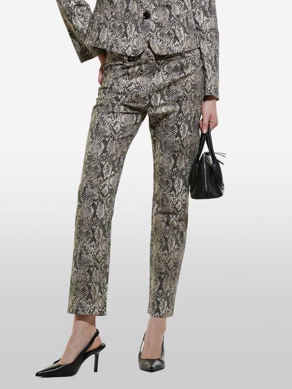 Multicolor slim fit printed trousers - women's slim fit trousers | Sisley