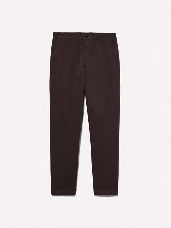 Brown slim fit chinos  - men's chino trousers | Sisley