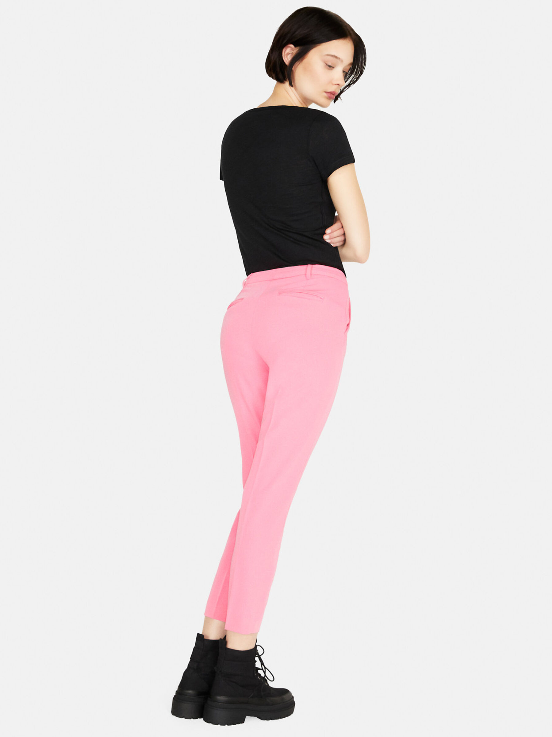 Buy PANIT Women Pink Smart Slim Fit Solid Cigarette Trousers - Trousers for  Women 8438107
