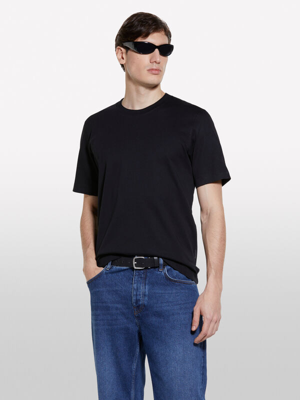 Black regular fit t-shirt - men's short sleeve t-shirts | Sisley