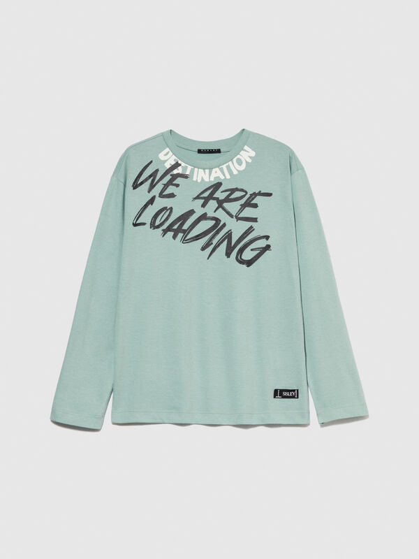 Oversized t-shirt with print - boys' long sleeve t-shirts | Sisley Young