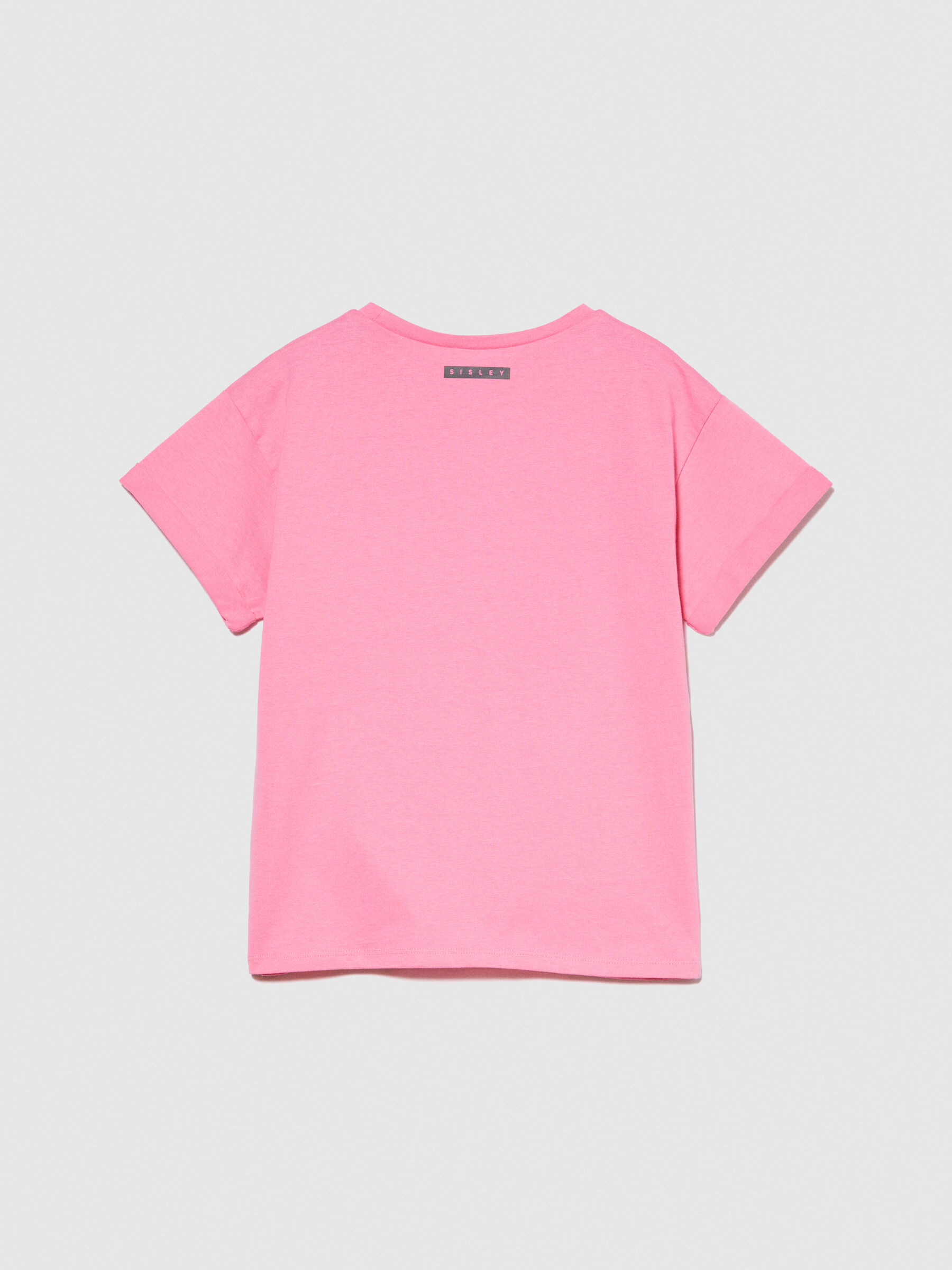 T-shirt with flip-up sequins, Pink - Sisley