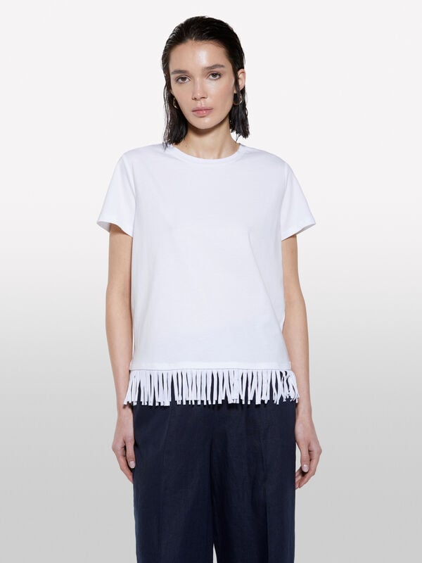 White t-shirt with frayed bottom White t-shirt with frayed bottom - women's short sleeve t-shirts | Sisley