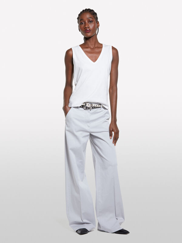 White V-neck tank top - women's tops | Sisley