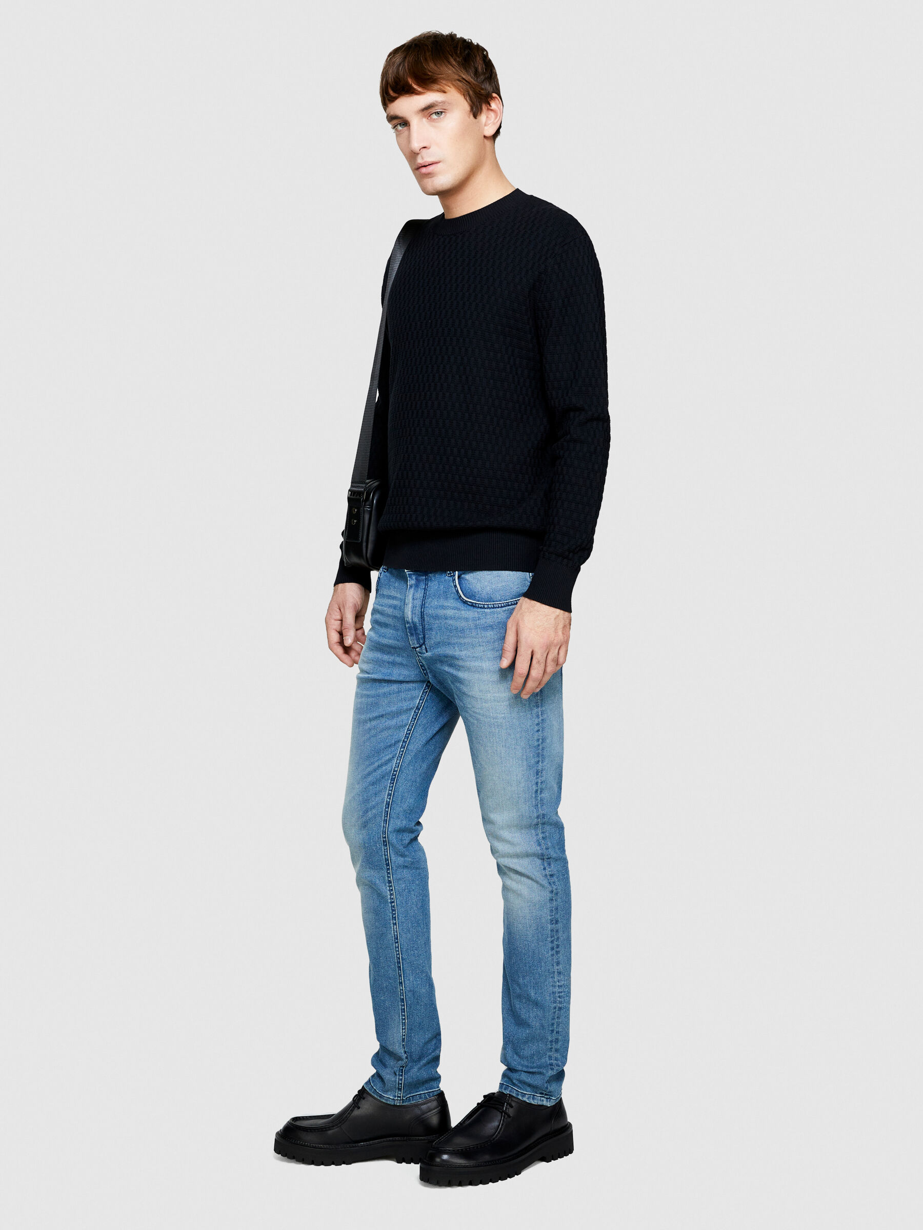Solid colored sweater, Black - Sisley Solid colored sweater, Black - Sisley