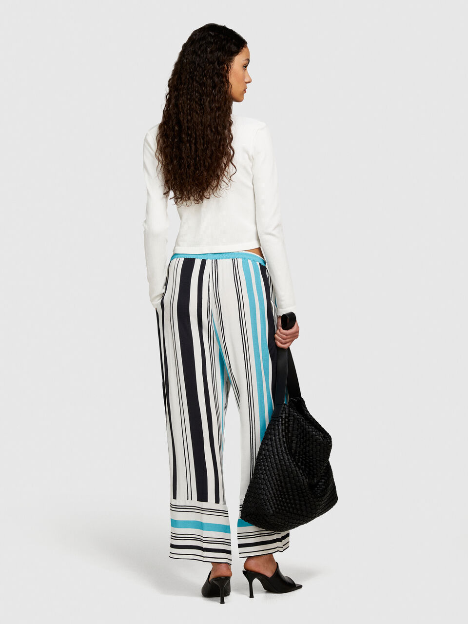 Printed satin trousers Women image number null