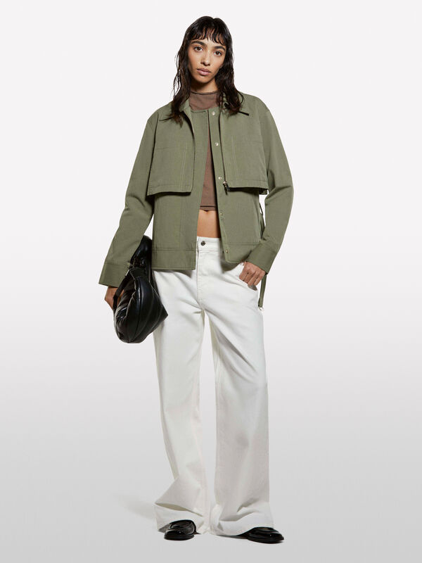 Dark green peplum parka - women's jackets | Sisley