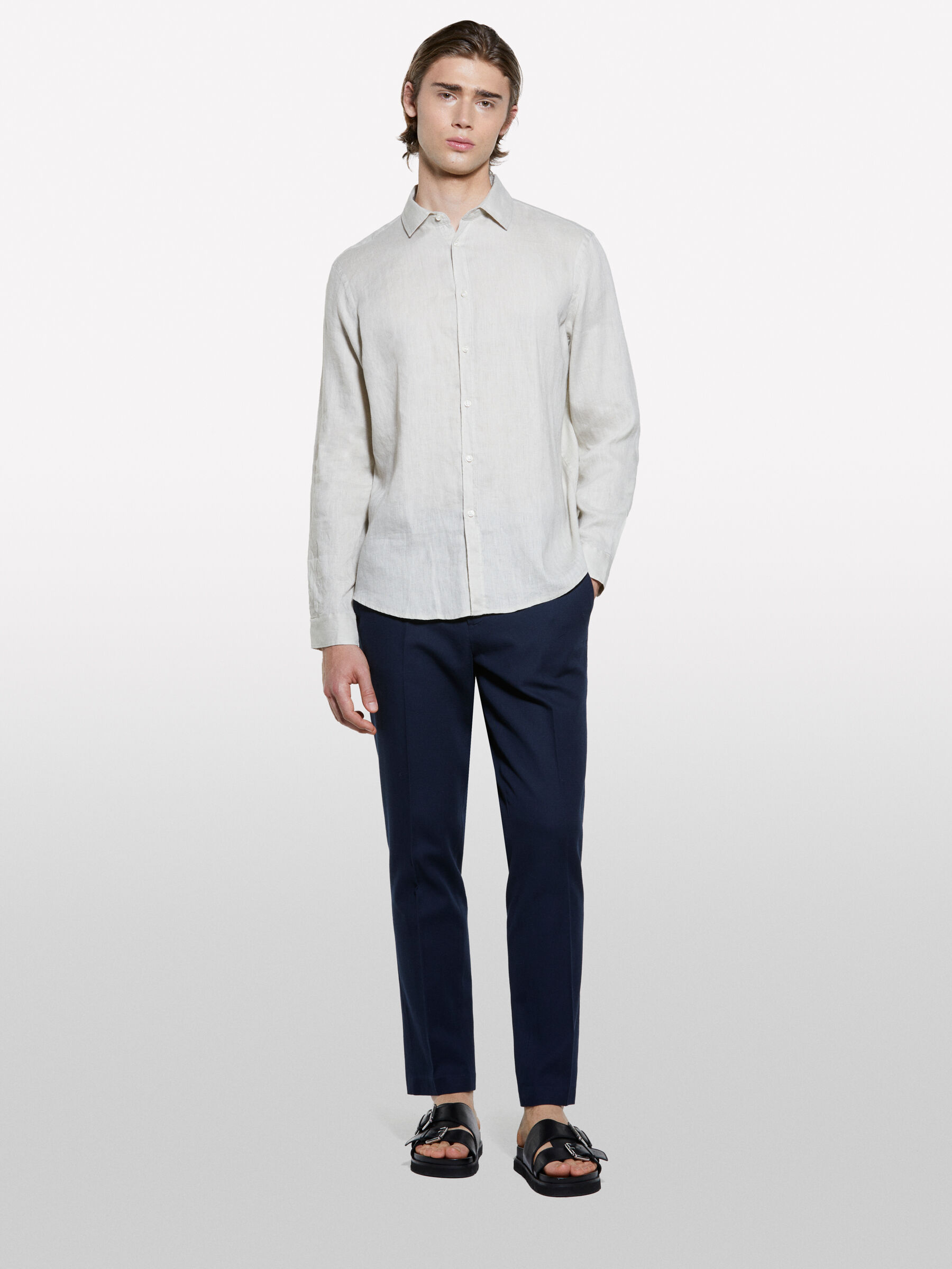 Beige 100% linen shirt, Beige - Sisley