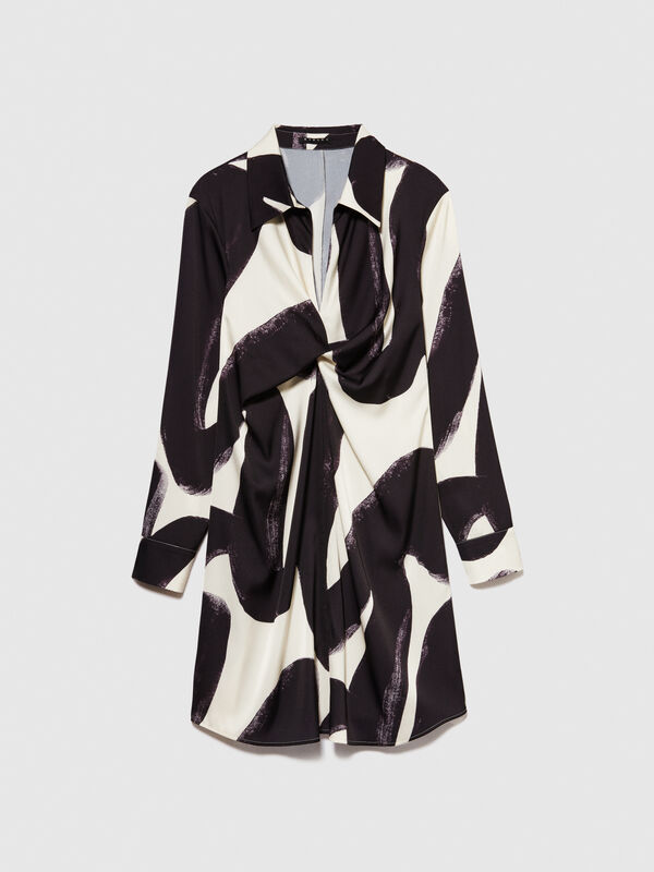 Dress in printed satin - women's short dresses | Sisley