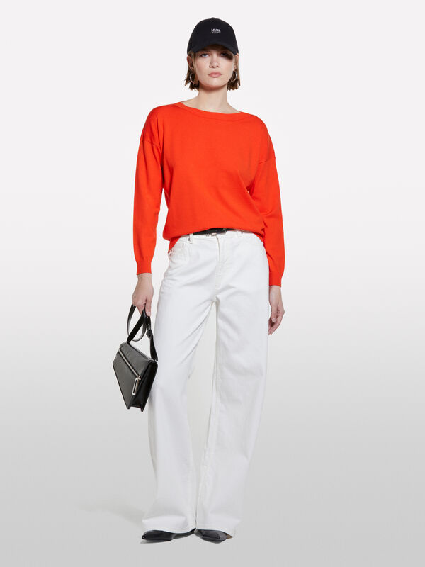 Orange boat neck sweater - women's boat neck sweaters | Sisley