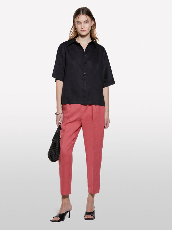 Blush joggers in 100% linen - women's joggers | Sisley