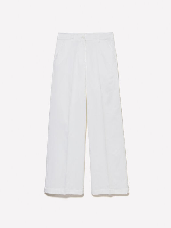 White wide leg trousers - women's palazzo trousers | Sisley